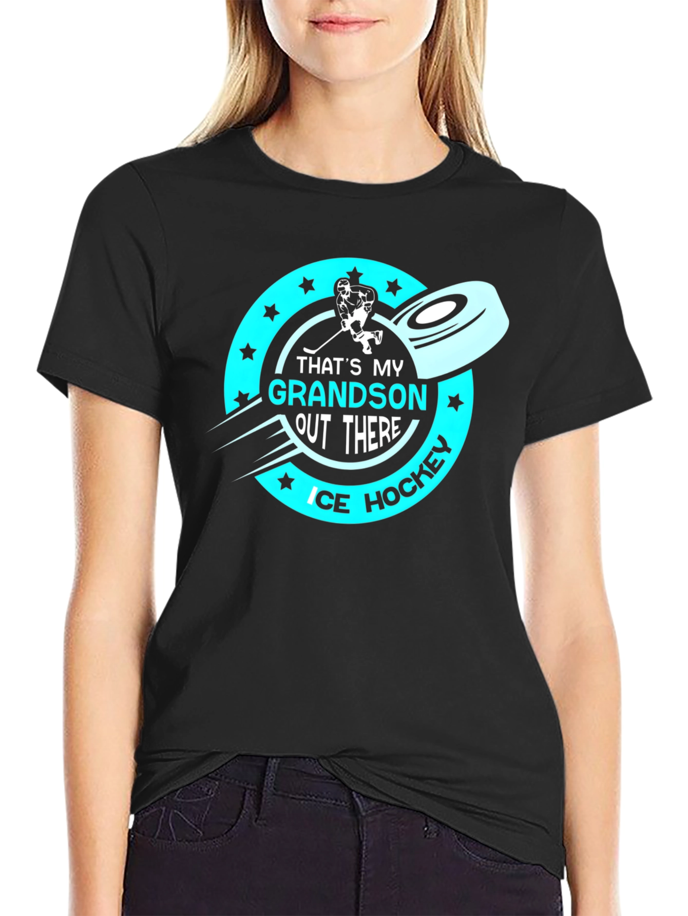 Thats My Grandson Out There Ice Hockey T-Shirt