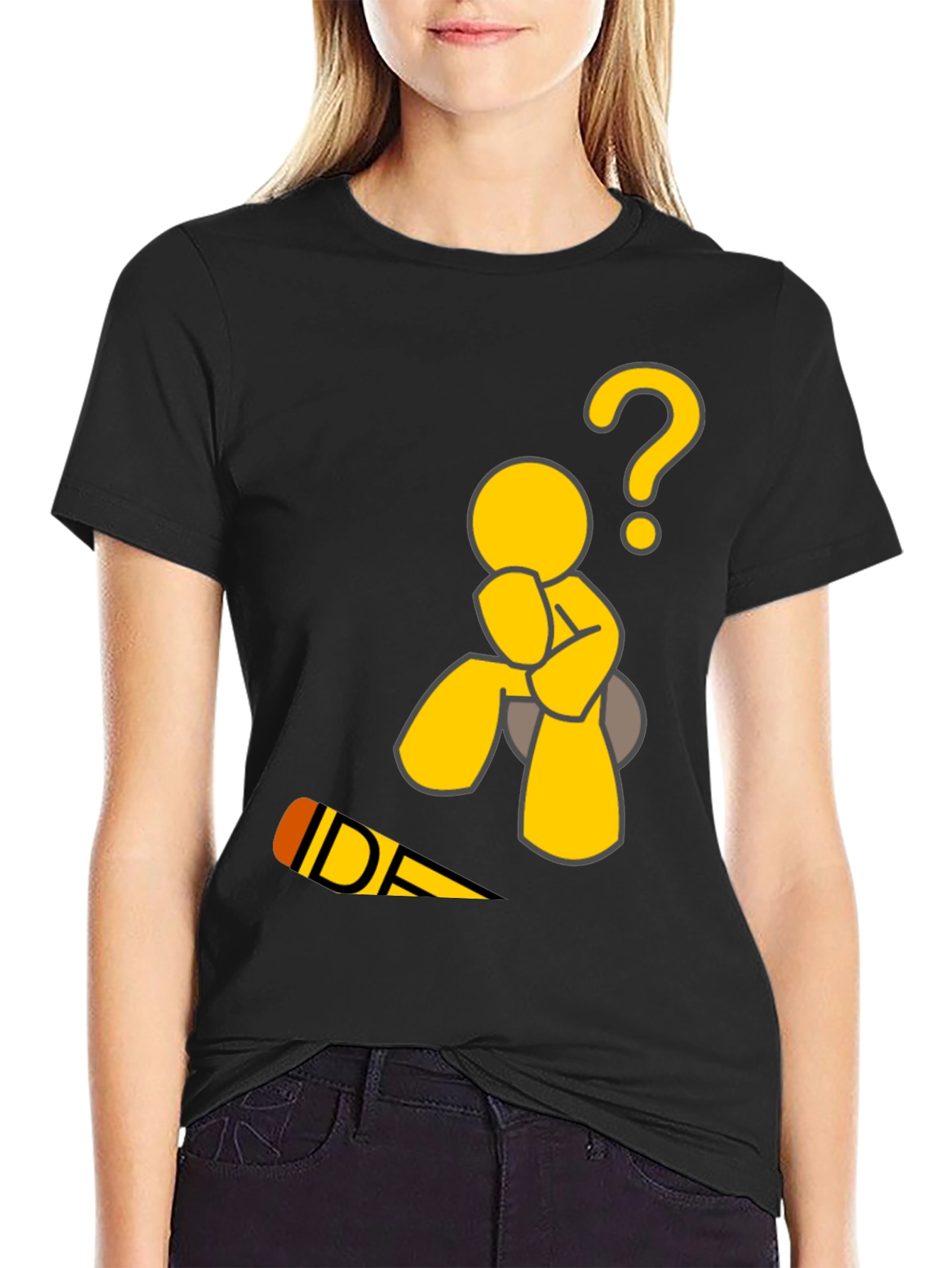 Thinking Man Graphic Tee - Black Cotton