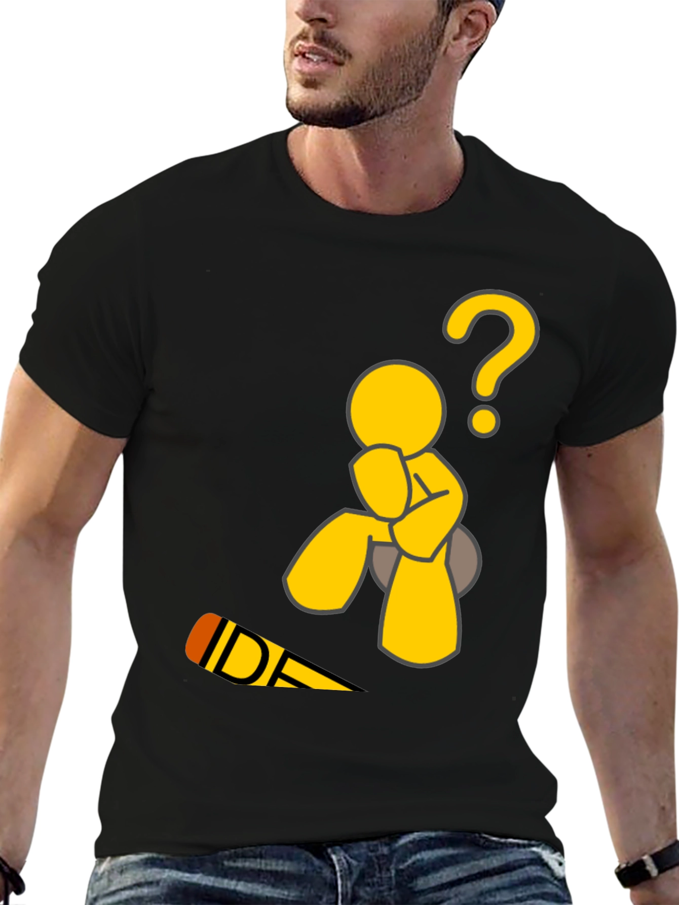 Thinking Man Graphic Tee - Black Cotton