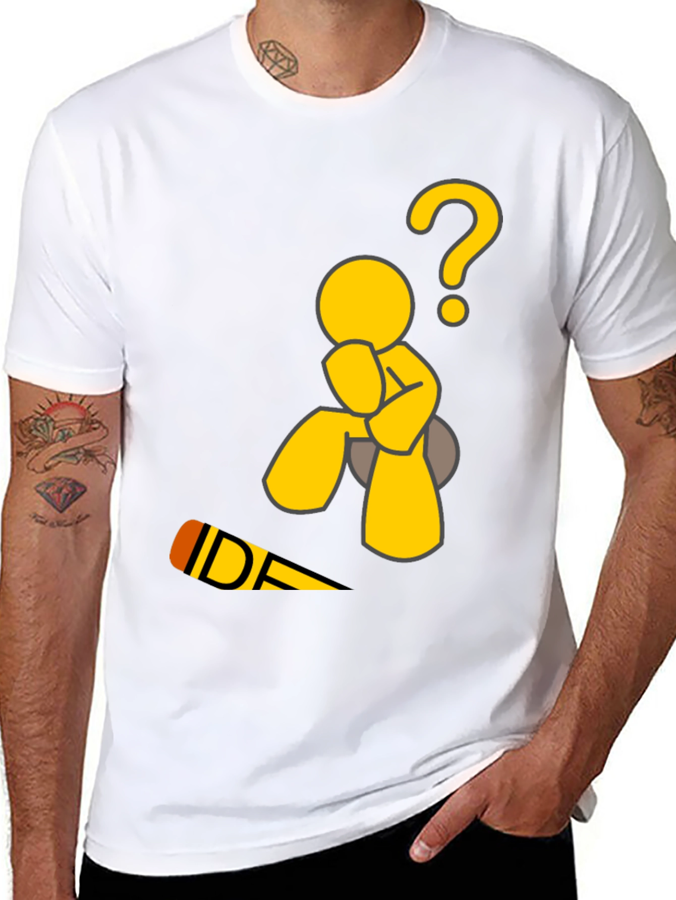 Thinking Man Graphic Tee - Black Cotton