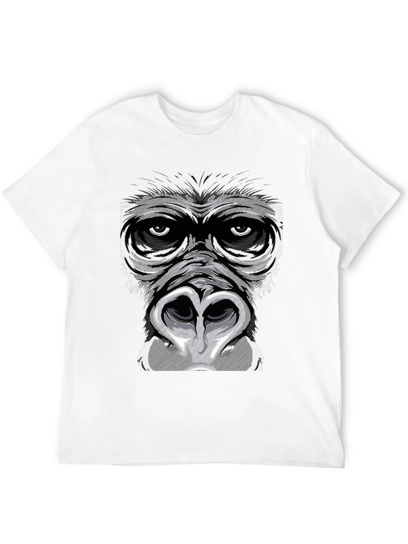 Gorilla Face Graphic Print Black T-Shirt