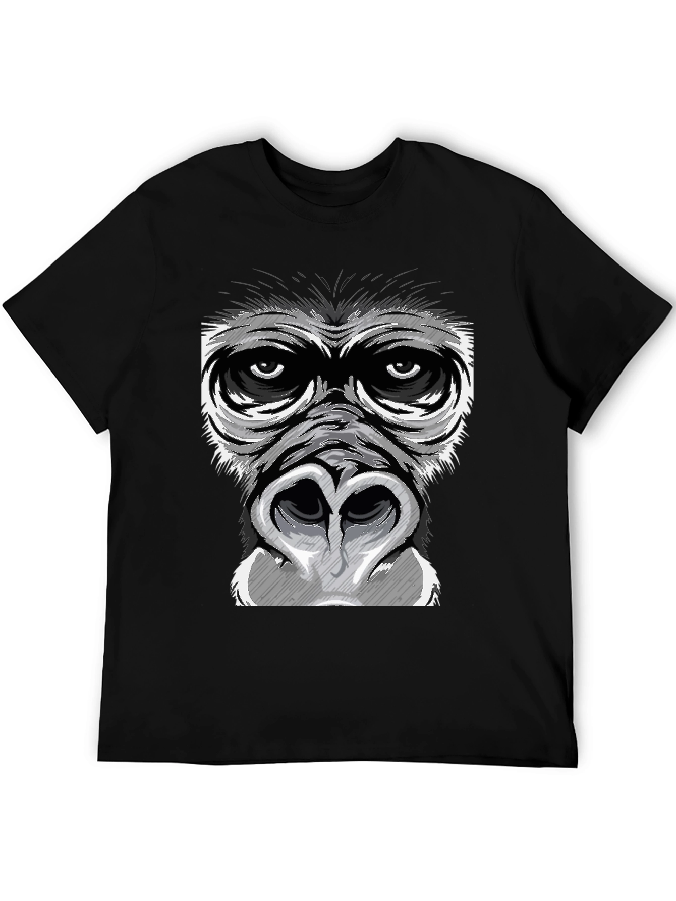 Gorilla Face Graphic Print Black T-Shirt