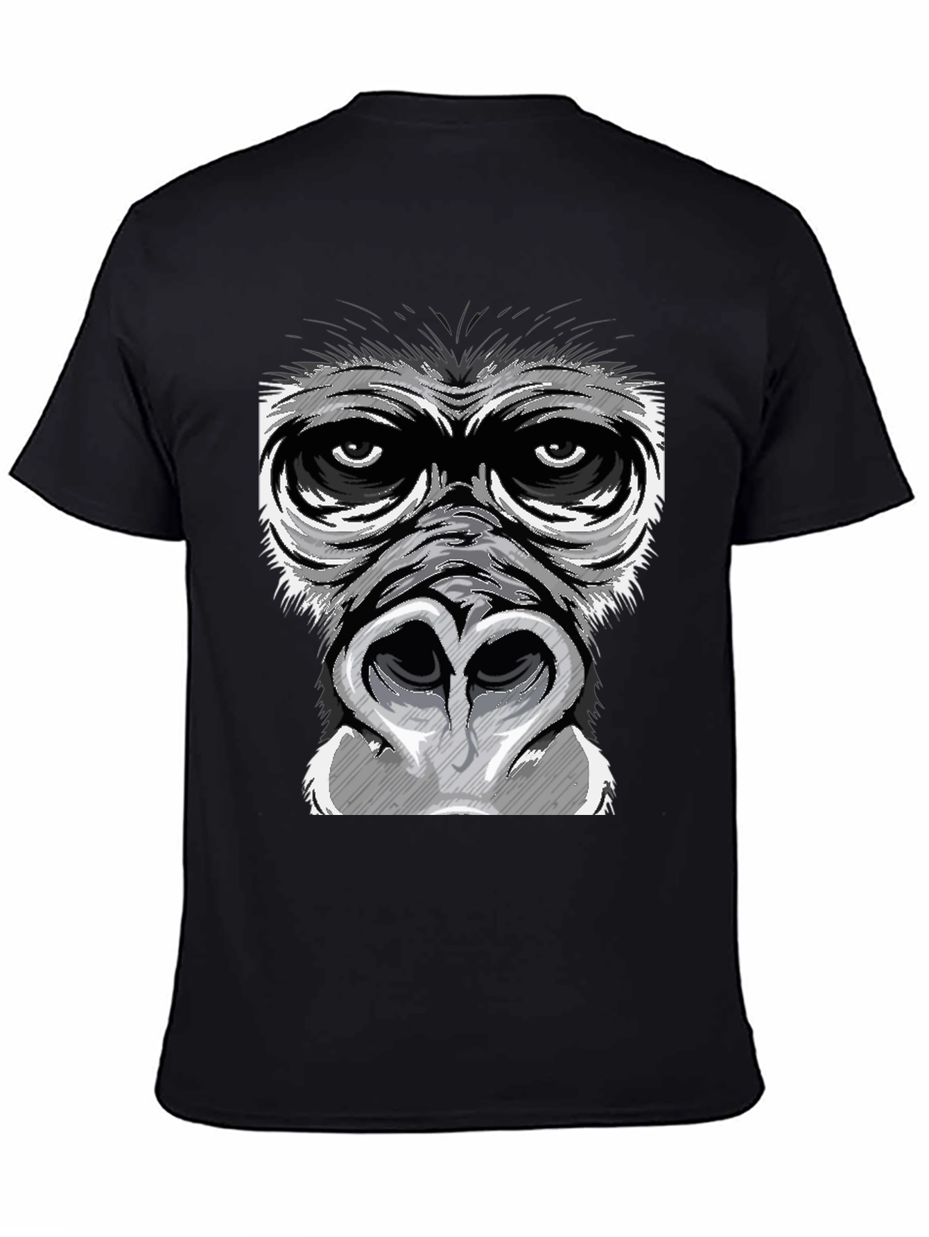 Gorilla Face Graphic Print Black T-Shirt