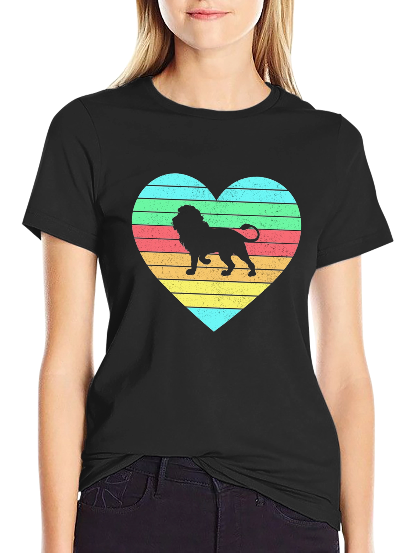 Lion Heart Striped Graphic Tee