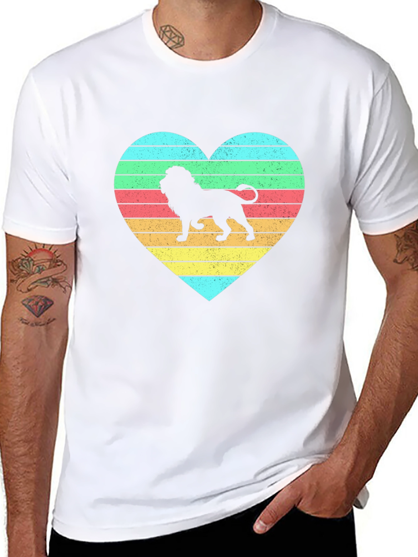 Lion Heart Striped Graphic Tee