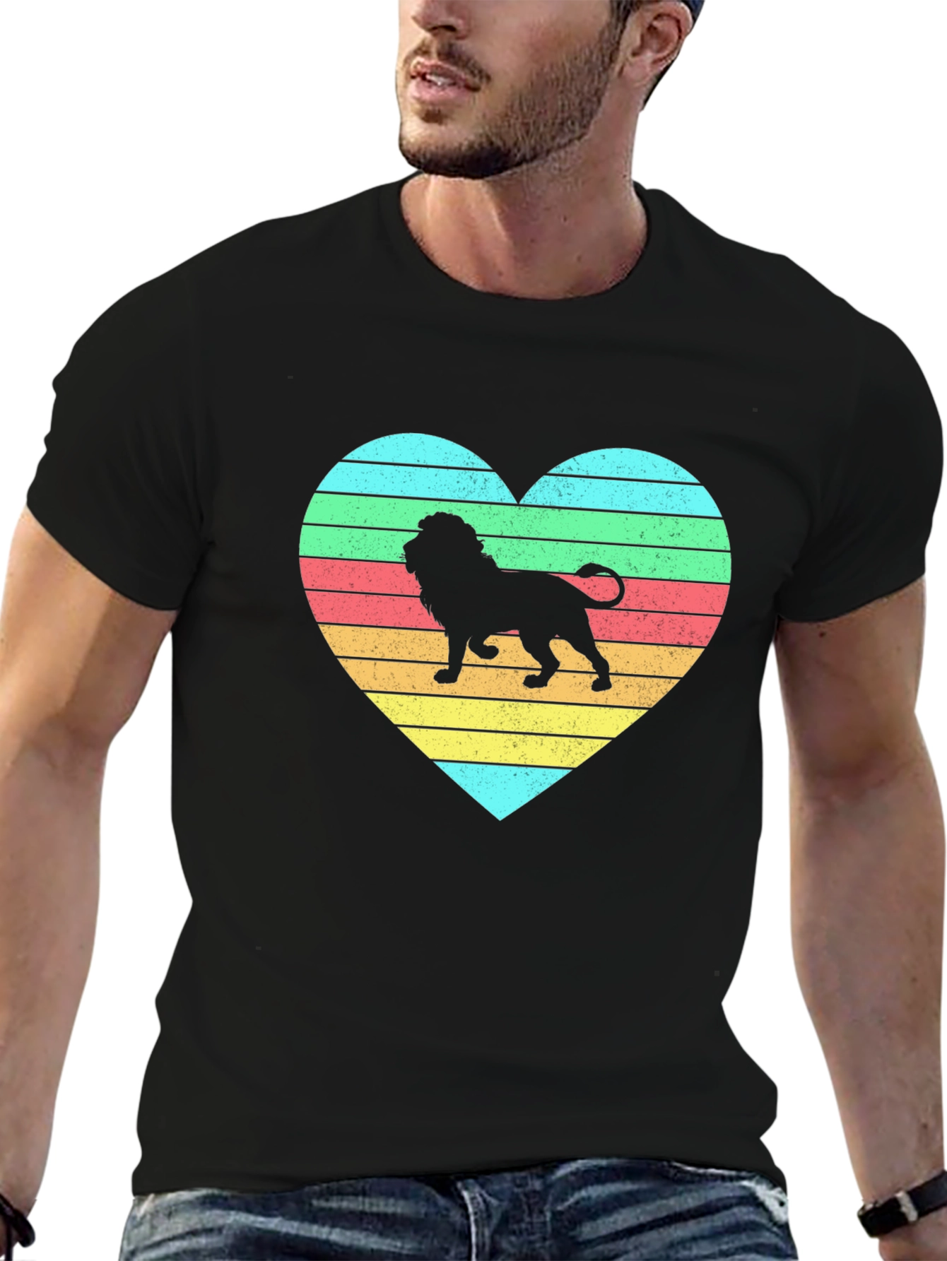 Lion Heart Striped Graphic Tee