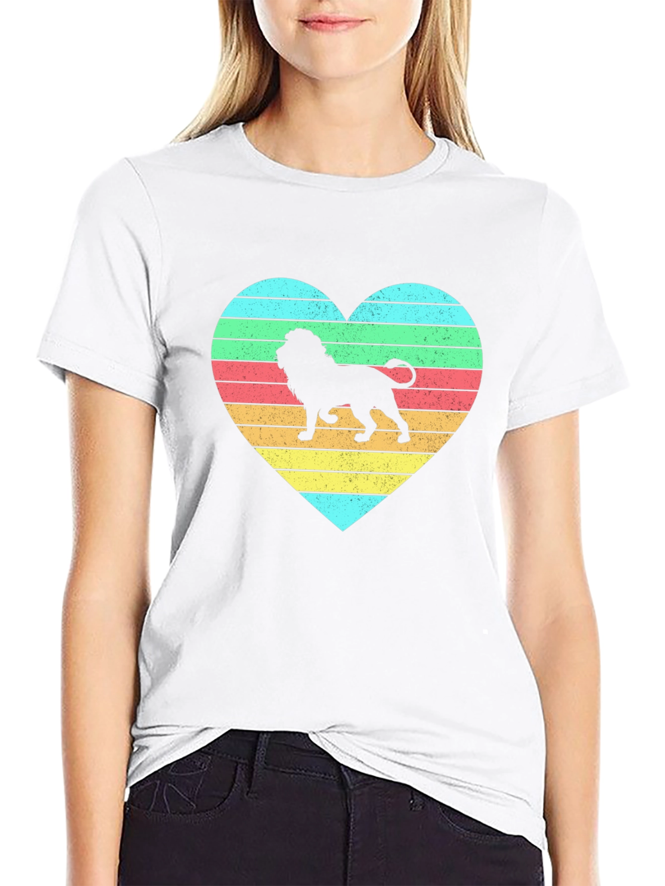 Lion Heart Striped Graphic Tee