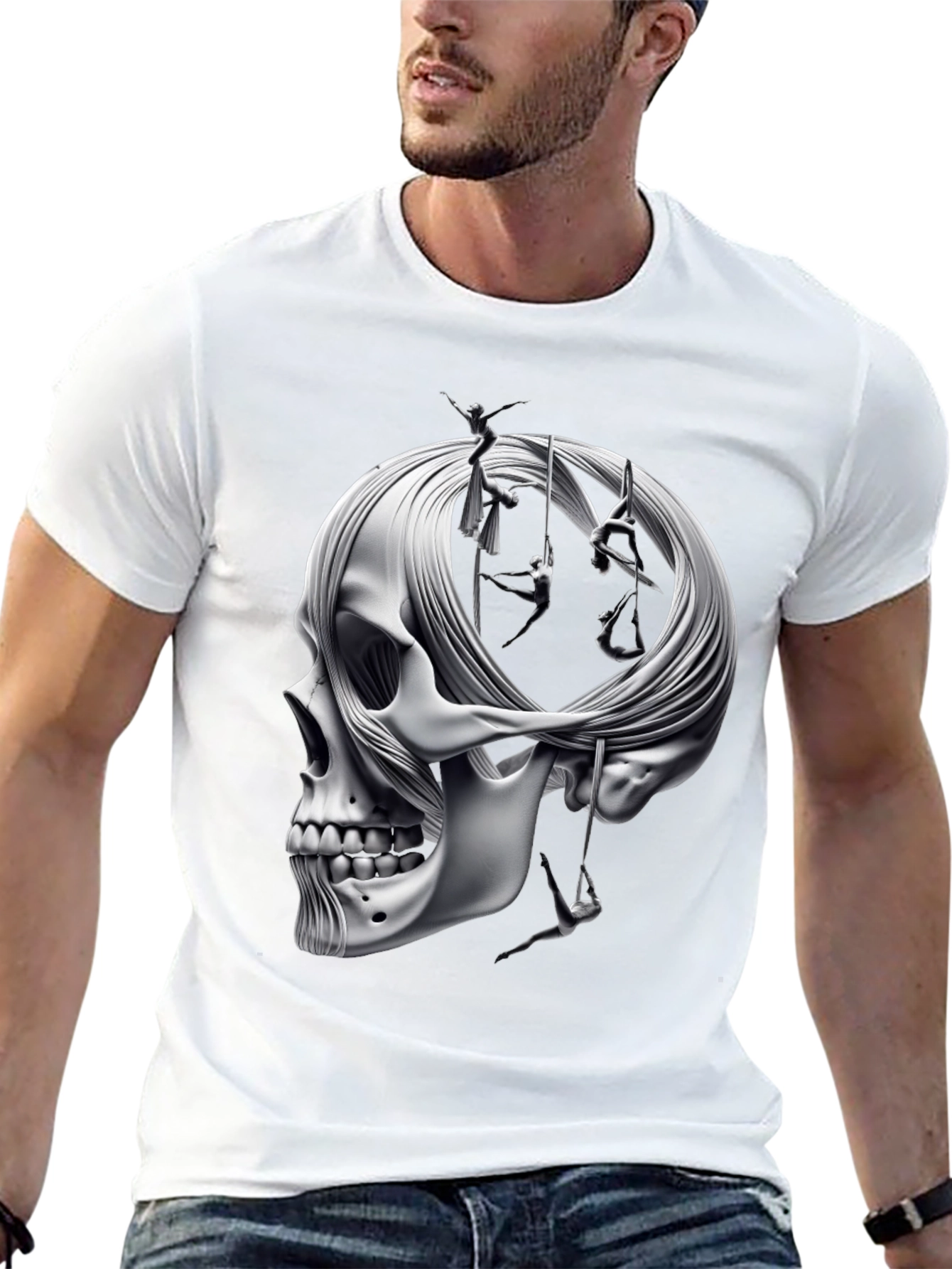 Skull & Acrobatics Black Graphic Tee