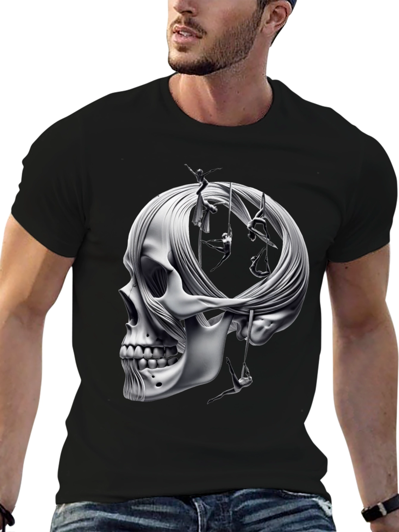 Skull & Acrobatics Black Graphic Tee