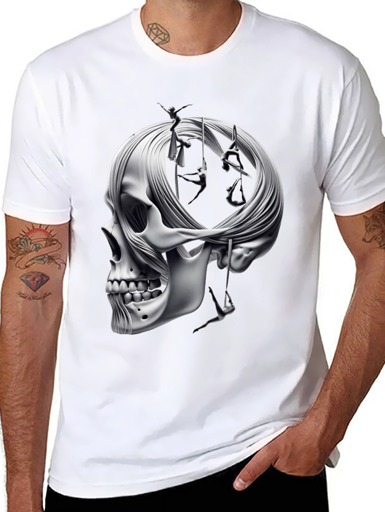 Skull & Acrobatics Black Graphic Tee