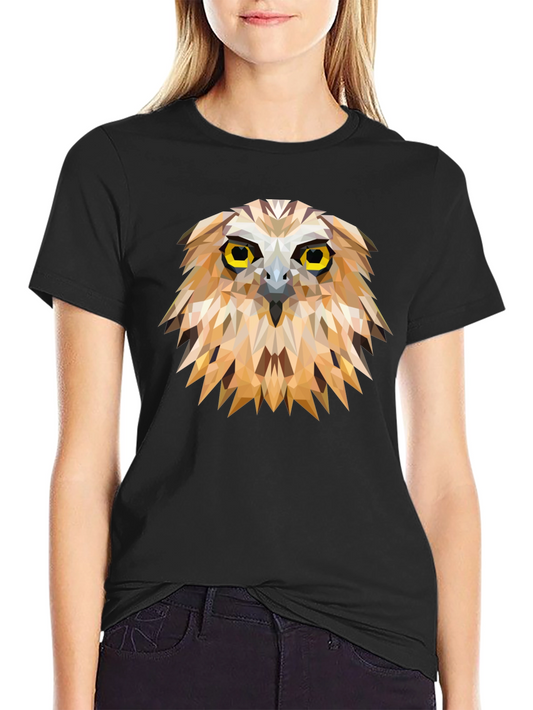 Geometric Owl Graphic Tee - Unique Mens Black T-Shirt