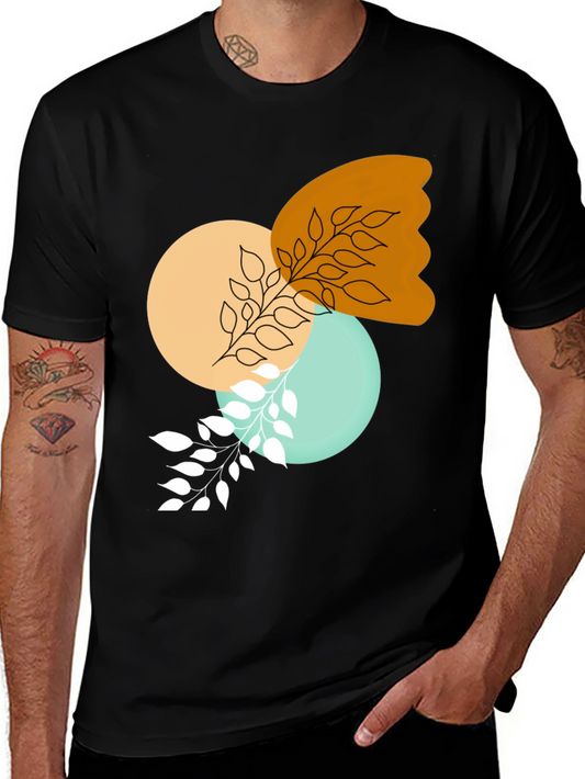 Modern Abstract Graphic Print Black T-Shirt