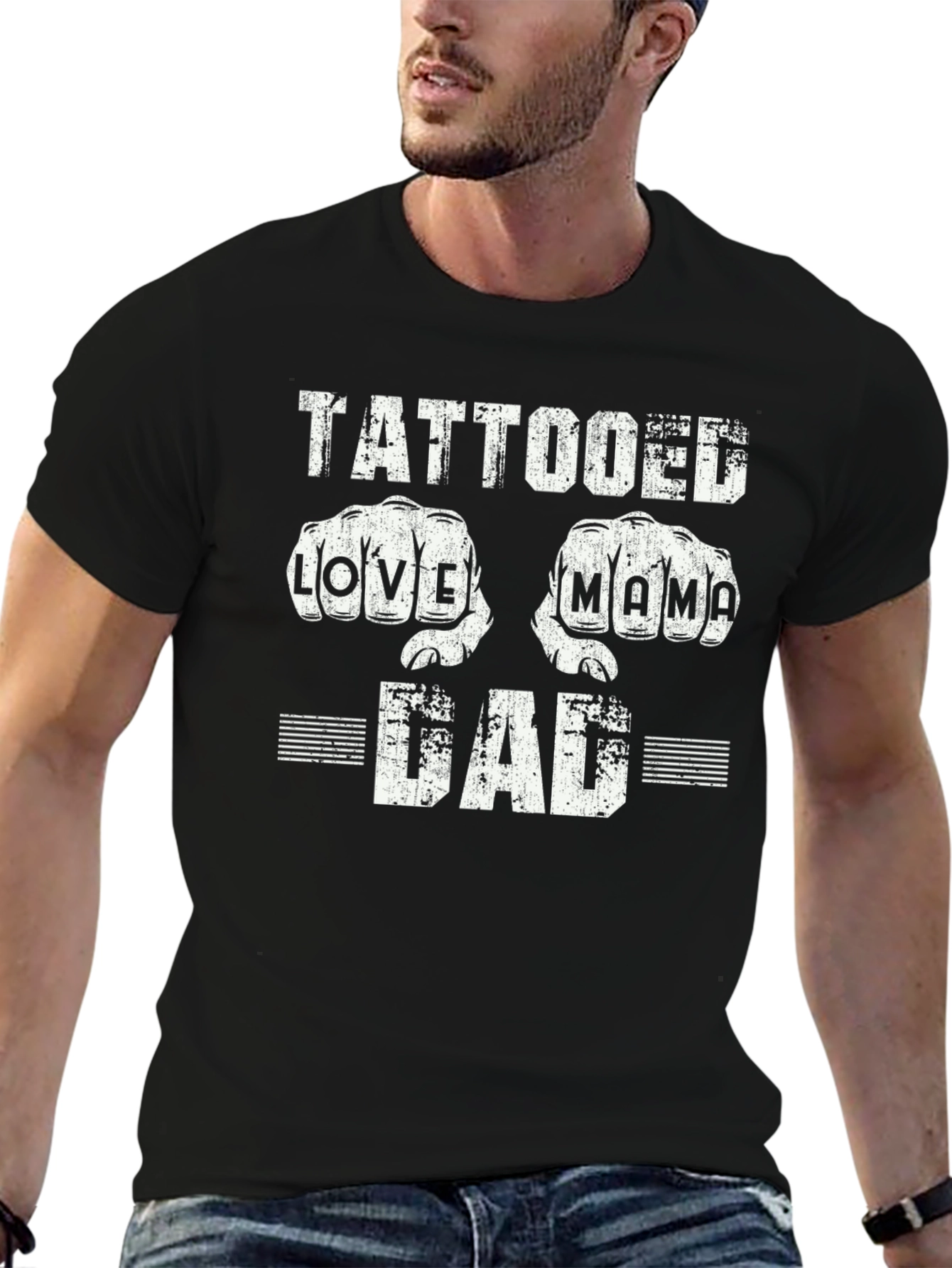 Tattooed Love Mama Dad Graphic T-Shirt