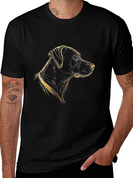 Dog Graphic Tee - Mens Black Cotton T-Shirt