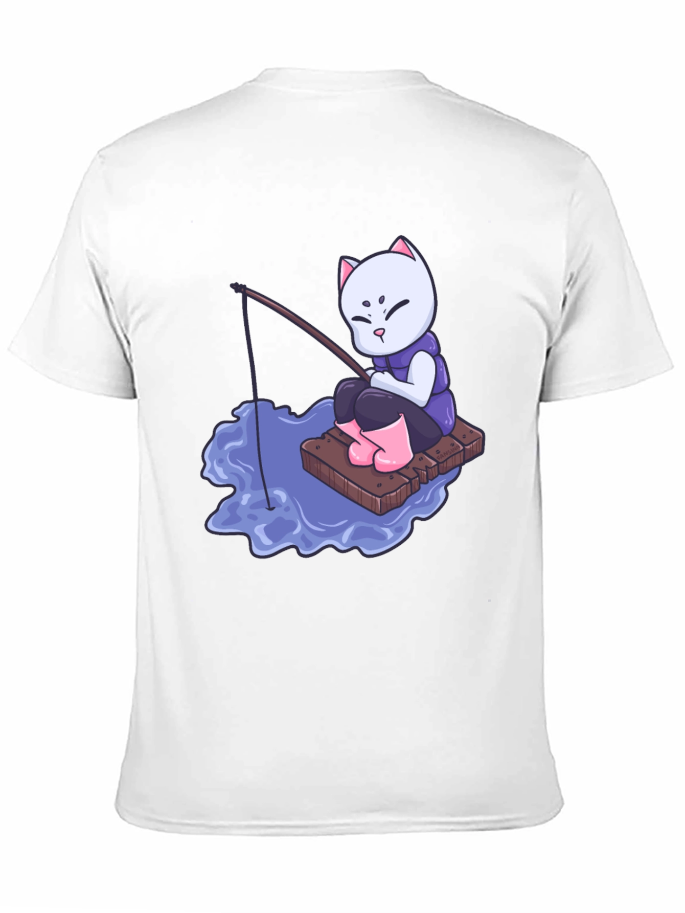 Cat Fishing Cartoon Graphic T-Shirt
