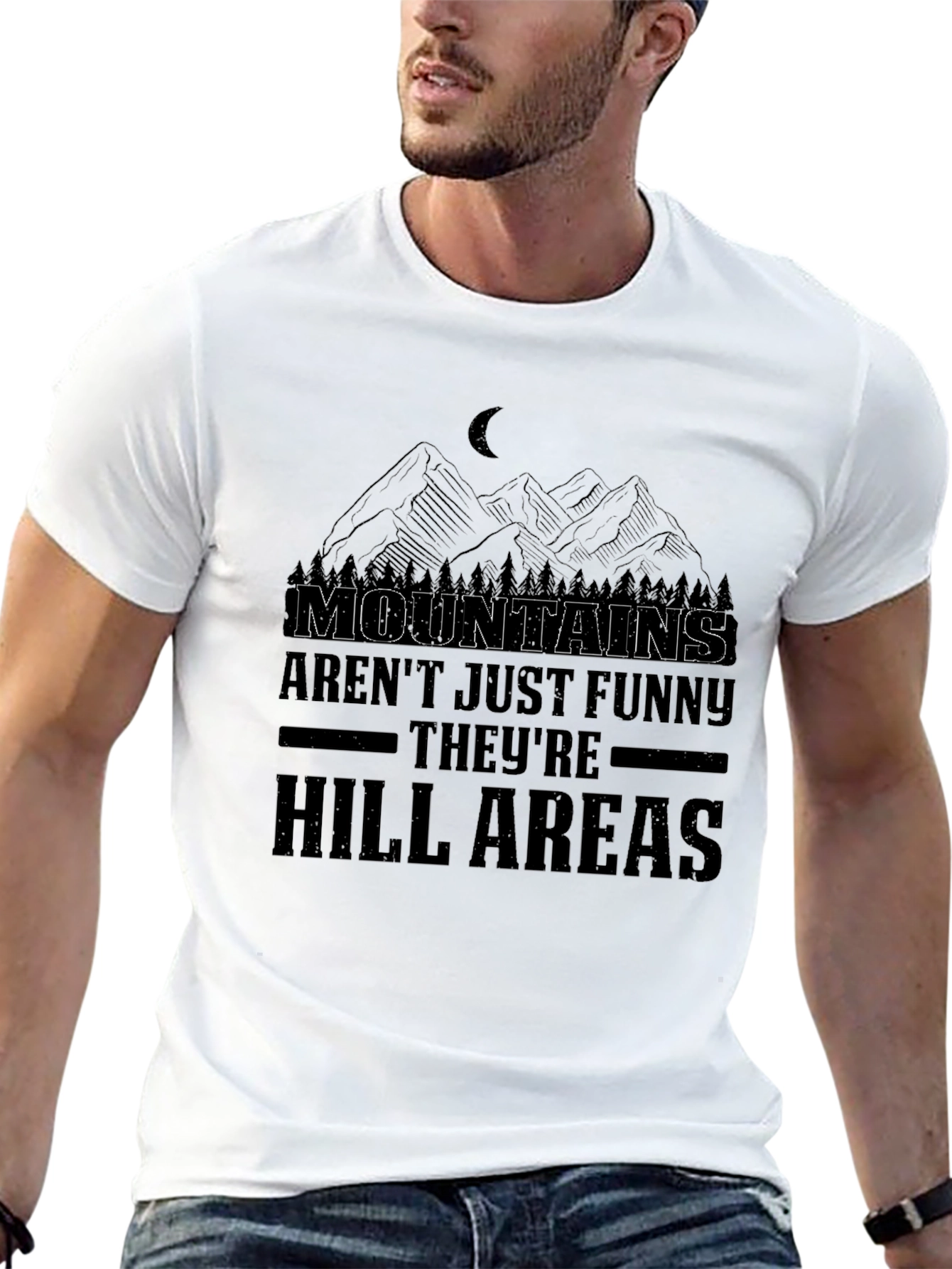 Funny Mountains & Hill Areas Black T-Shirt
