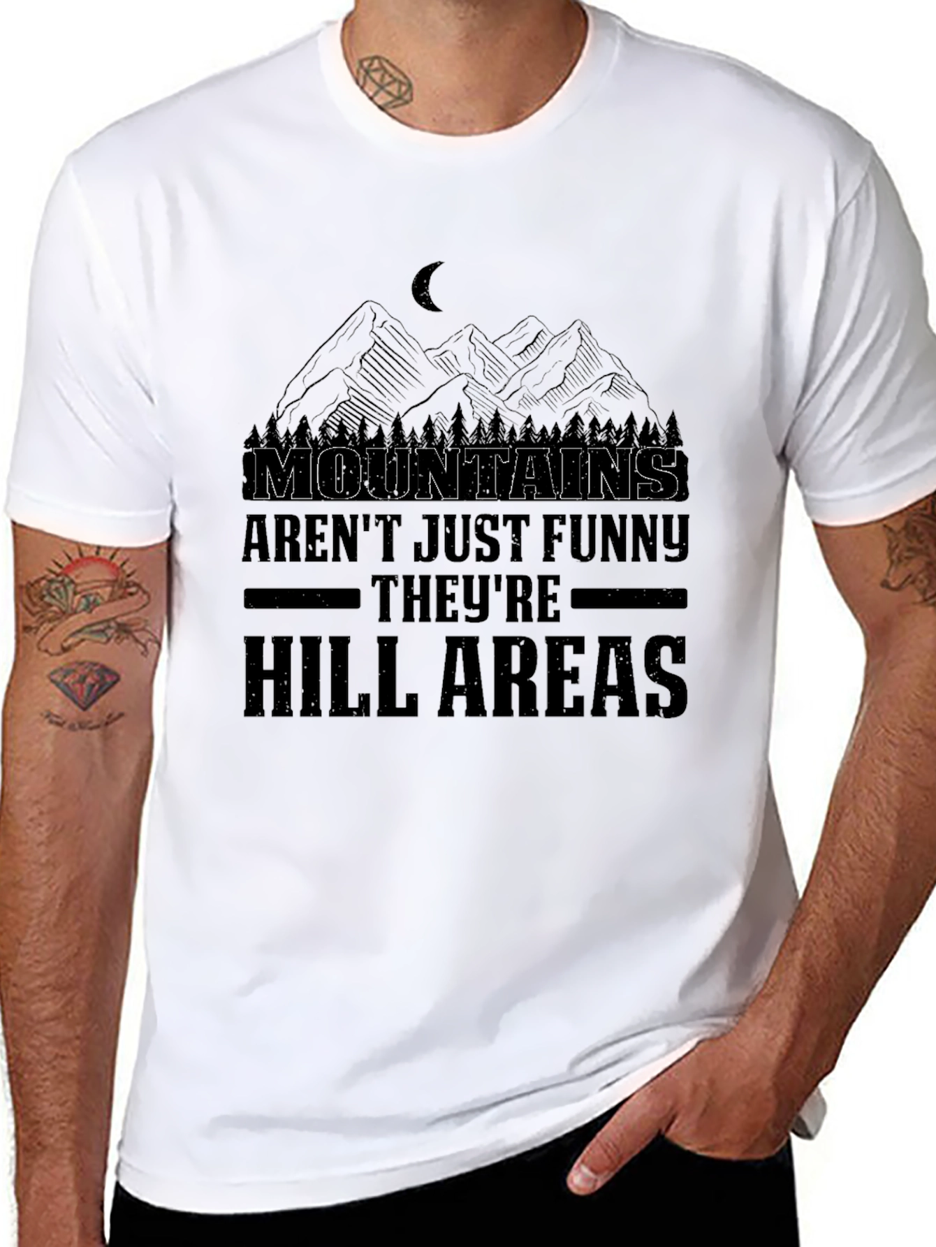 Funny Mountains & Hill Areas Black T-Shirt