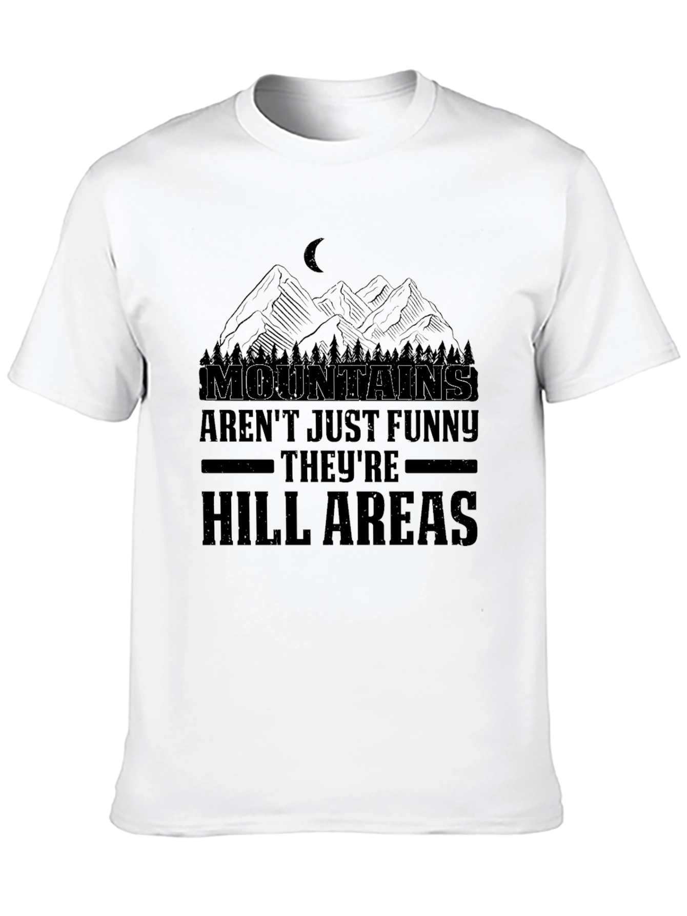 Funny Mountains & Hill Areas Black T-Shirt
