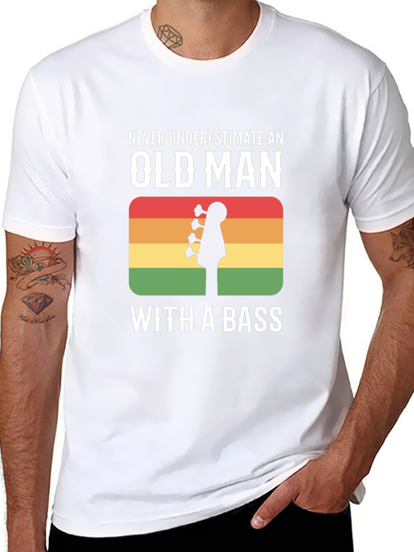 Old Man With a Bass Guitar T-Shirt
