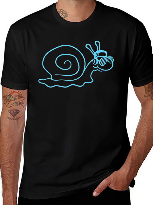 Cool Snail Graphic Tee - Black Cotton Blend