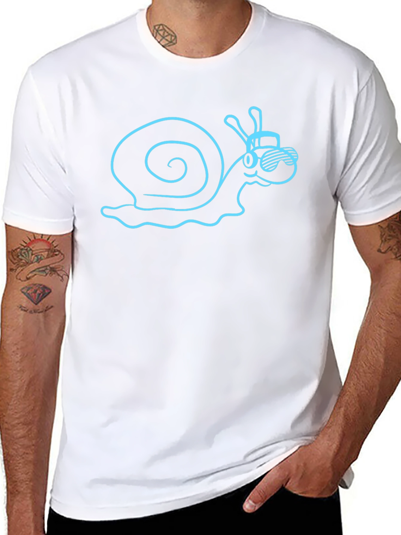Cool Snail Graphic Tee - Black Cotton Blend