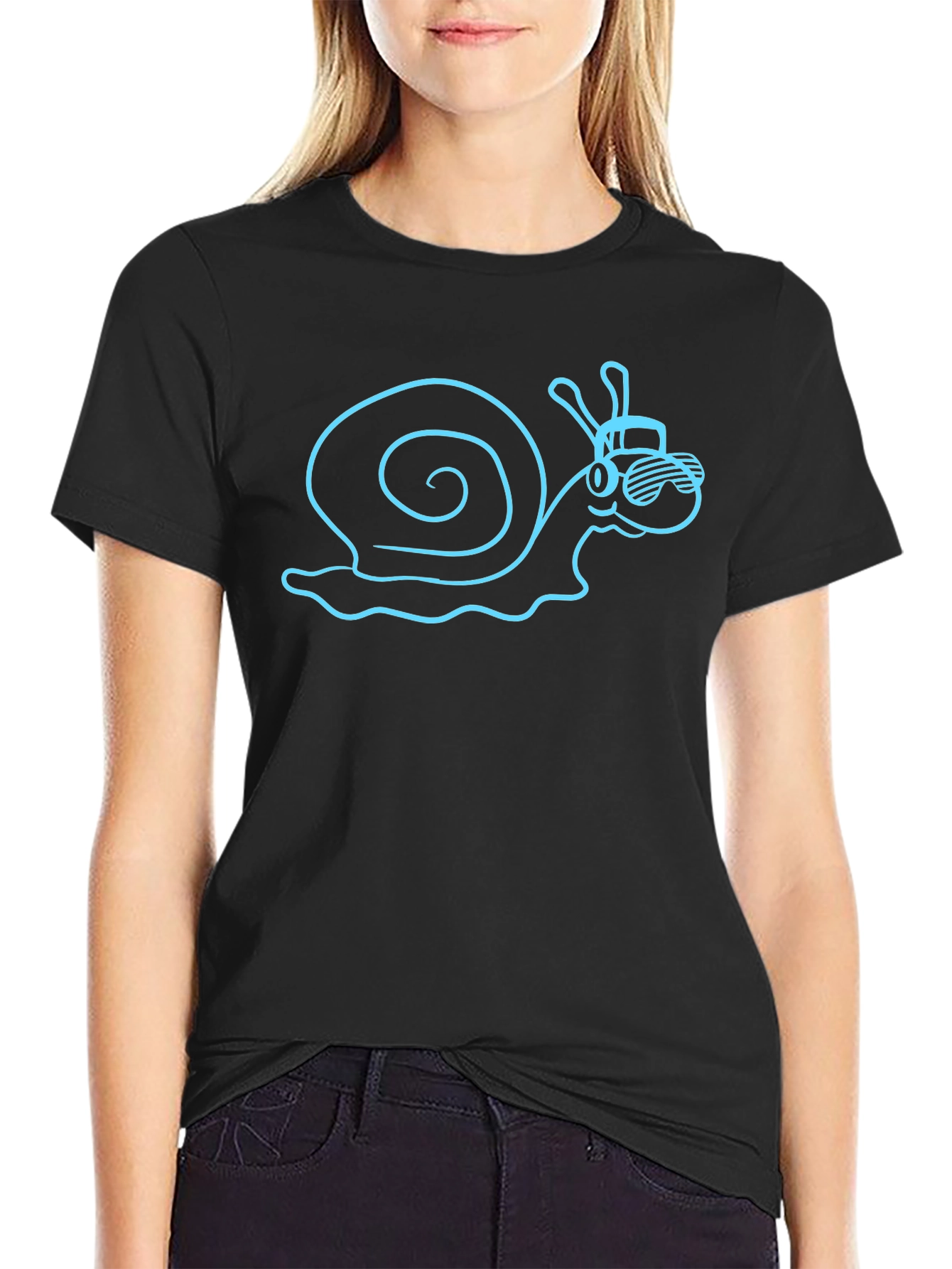 Cool Snail Graphic Tee - Black Cotton Blend