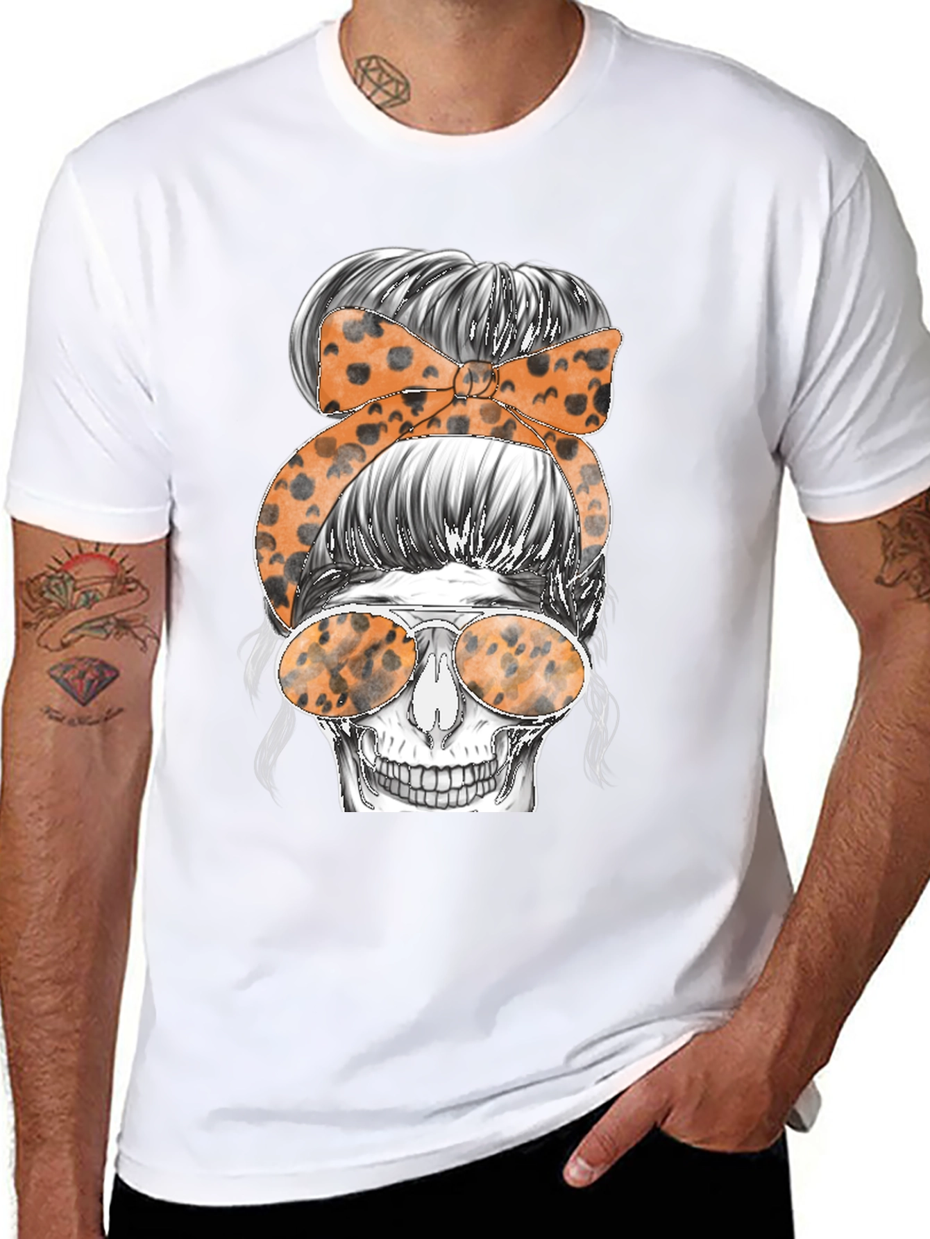 Messy Bun Skull Graphic Tee