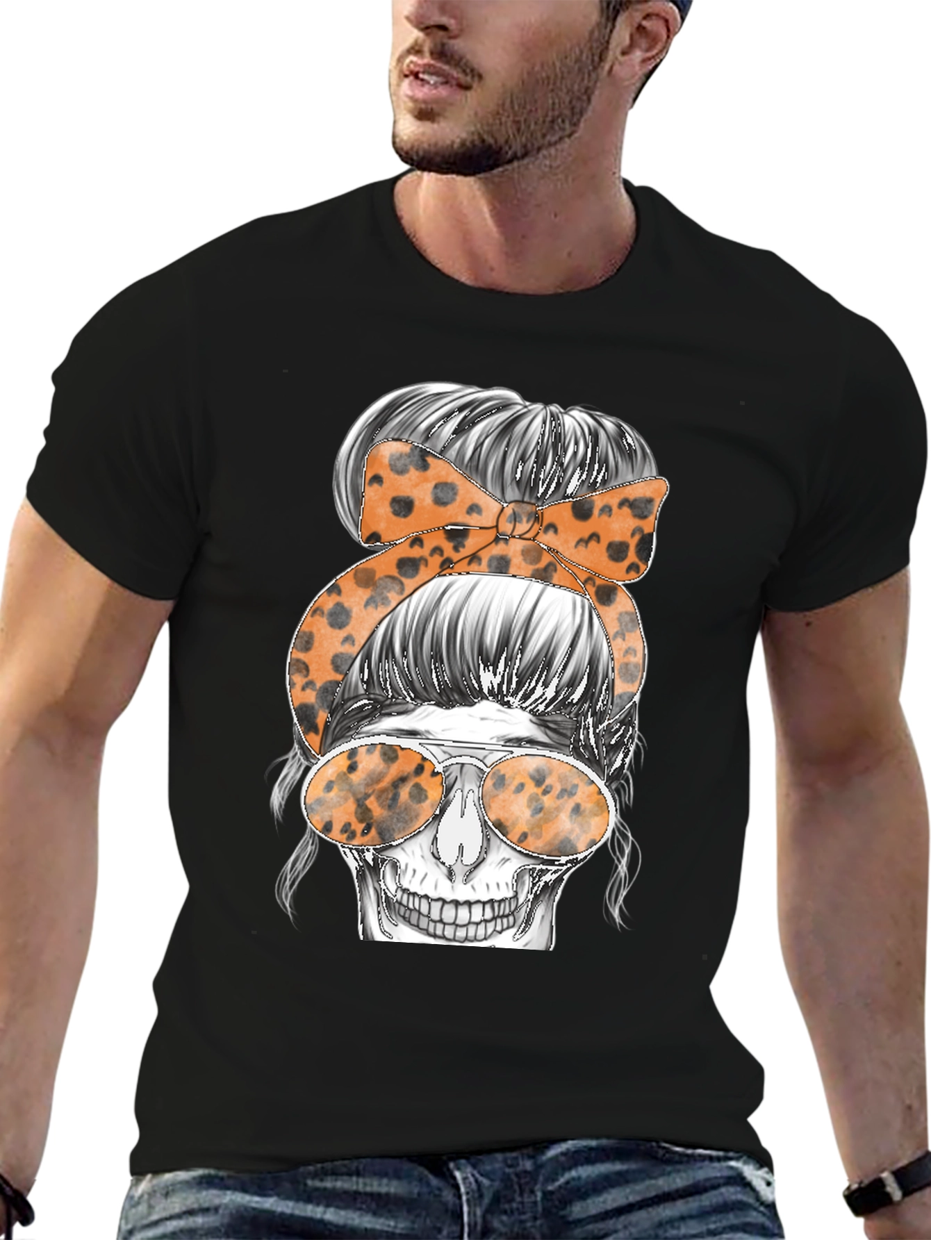 Messy Bun Skull Graphic Tee