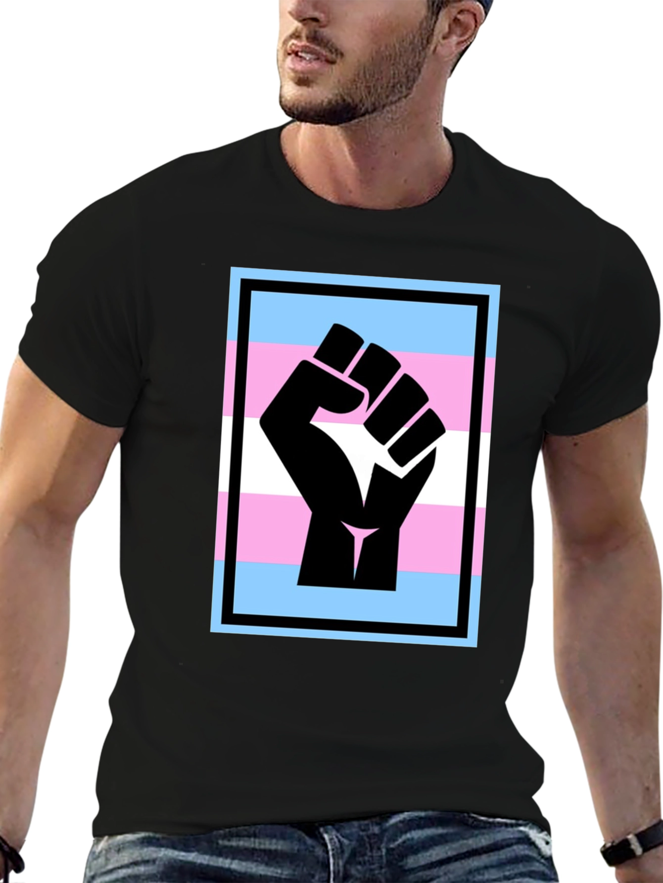 Transgender Pride Fist T-Shirt - Black