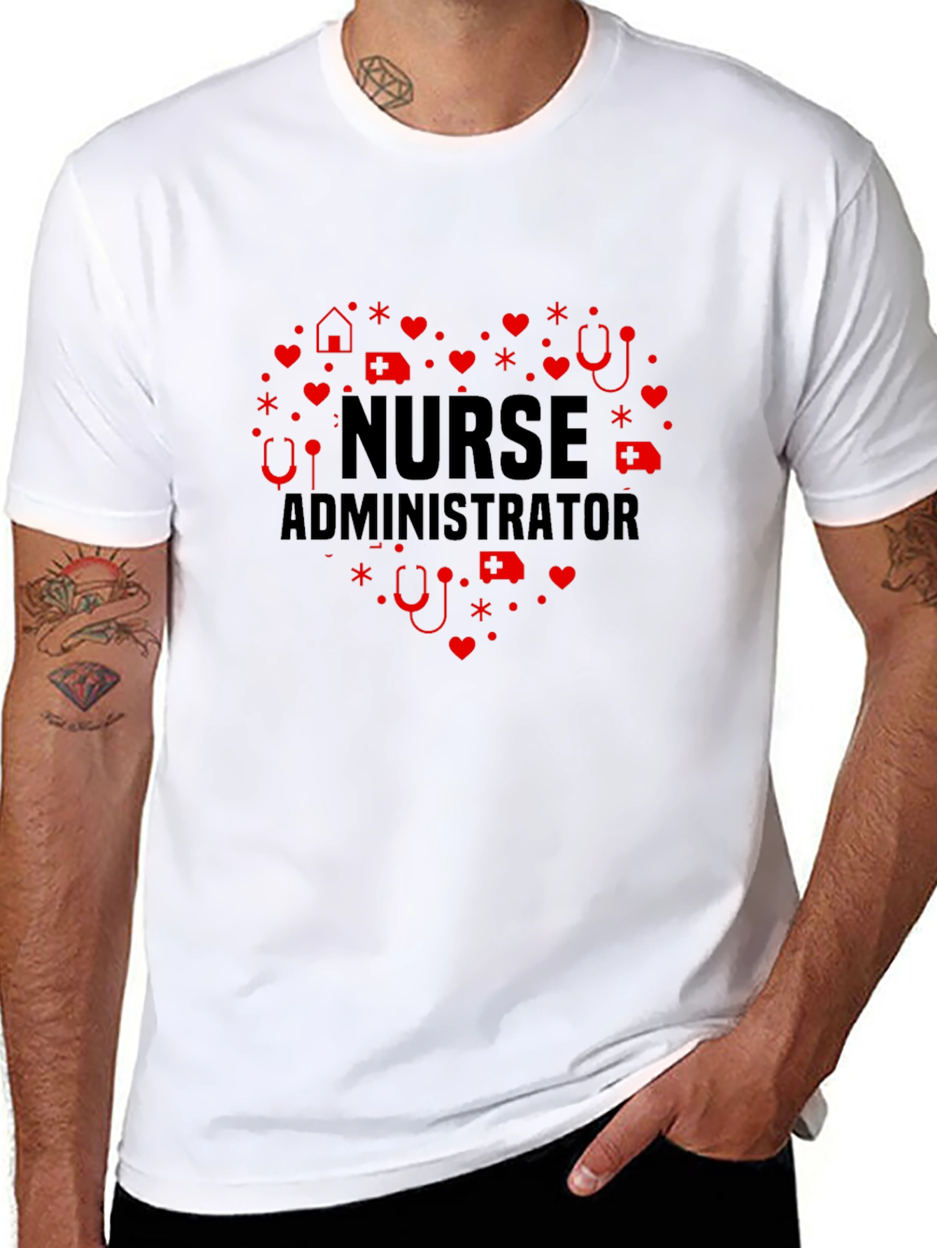 Nurse Administrator Heart Graphic Tee - Black