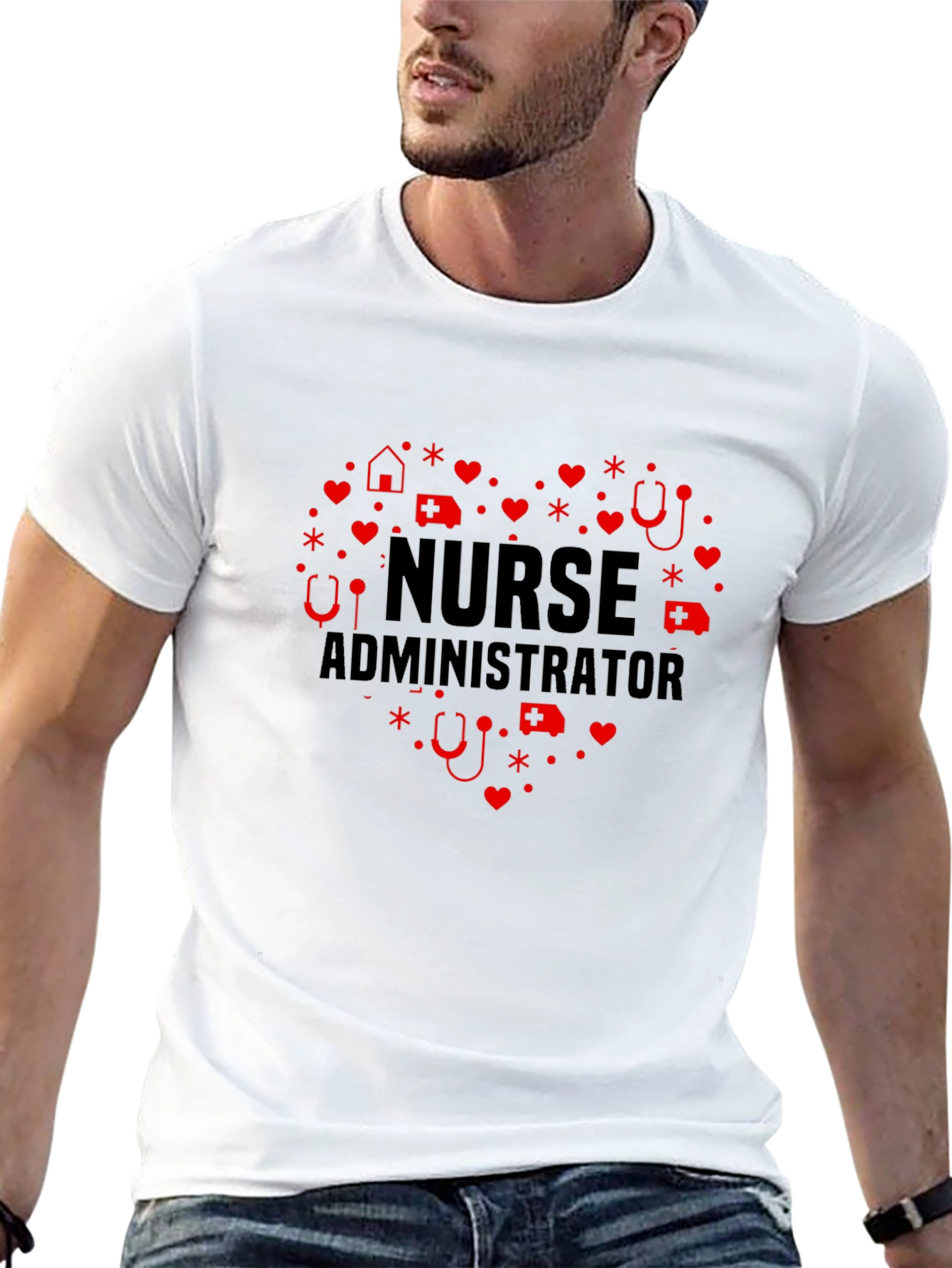 Nurse Administrator Heart Graphic Tee - Black