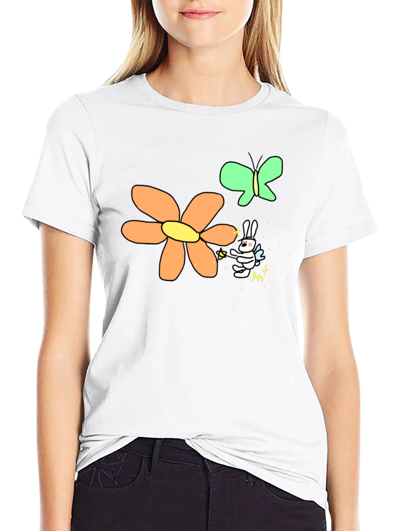Mens Black Graphic Tee - Bunny Fairy