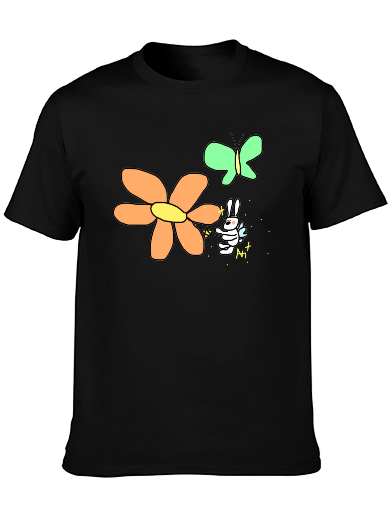 Mens Black Graphic Tee - Bunny Fairy