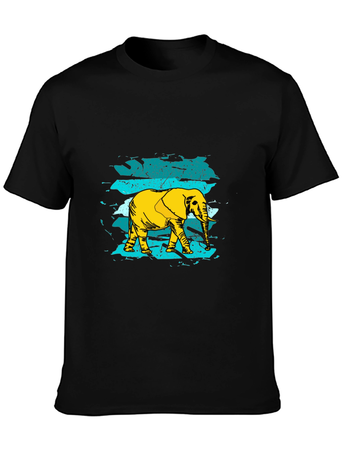 Elephant Graphic Print Mens Black T-Shirt