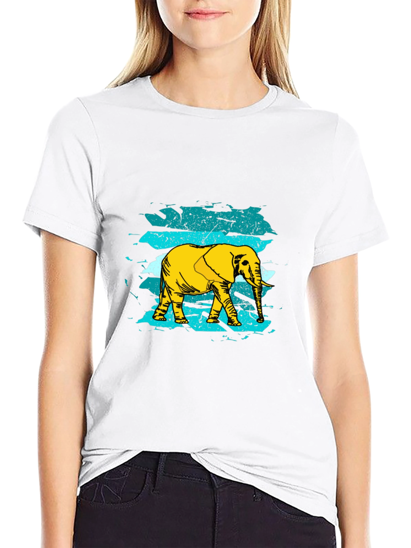 Elephant Graphic Print Mens Black T-Shirt