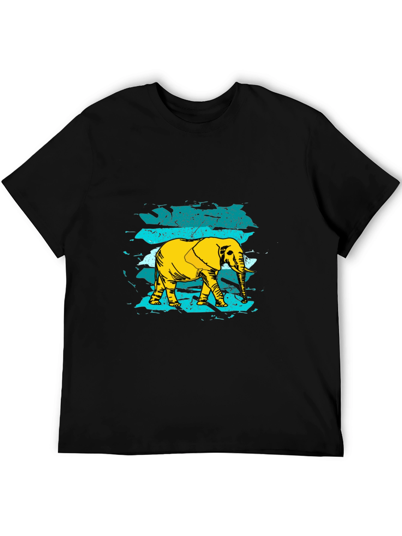 Elephant Graphic Print Mens Black T-Shirt