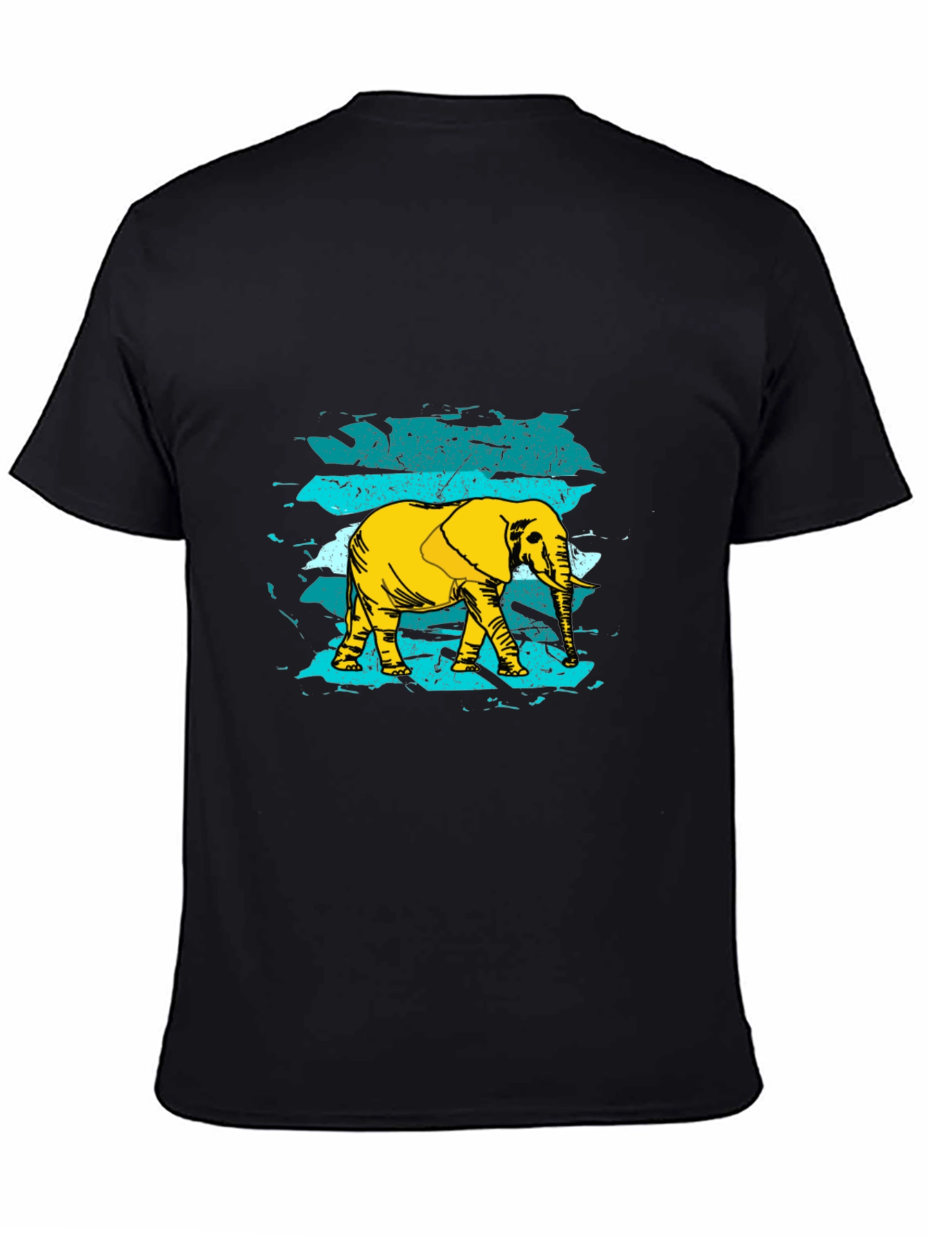 Elephant Graphic Print Mens Black T-Shirt