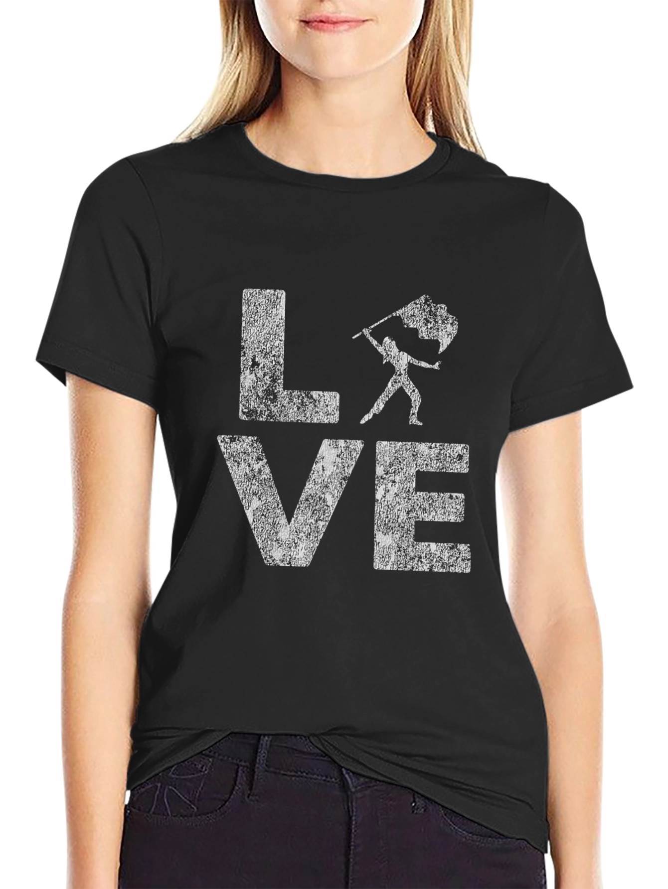 LOVE Flag Team T-Shirt Black Cotton