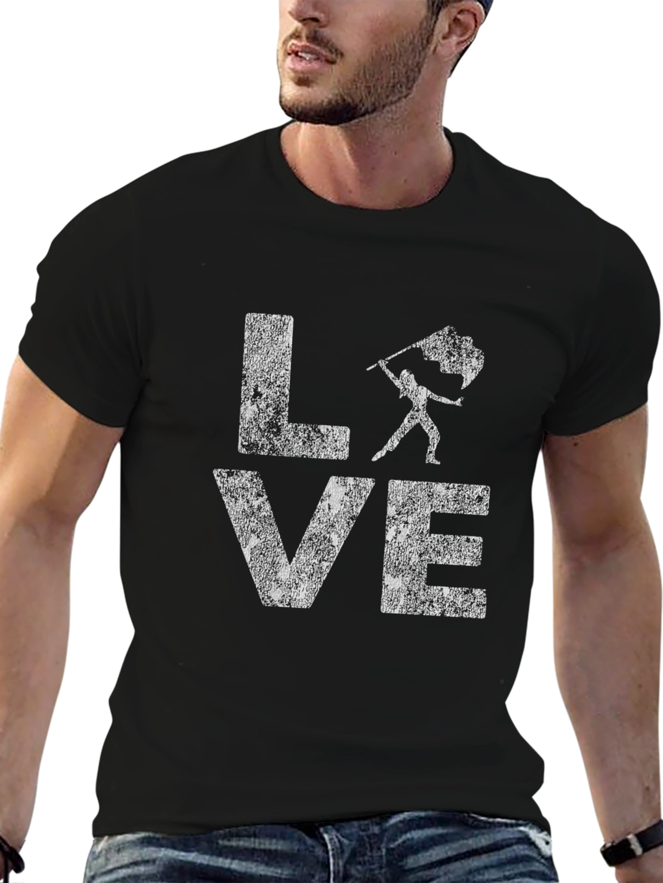 LOVE Flag Team T-Shirt Black Cotton