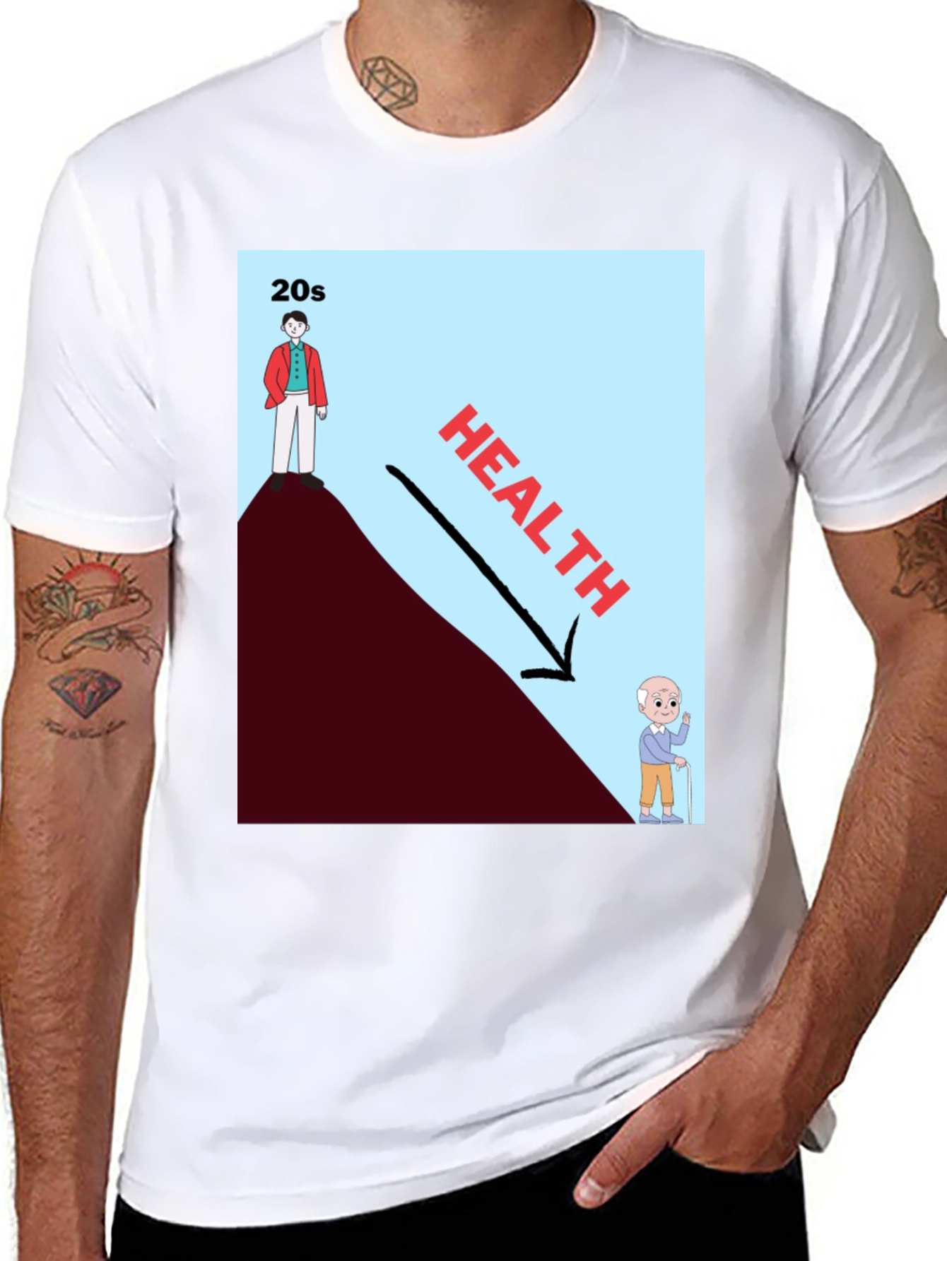 Health Decline Graphic T-Shirt - Dark Humor Tee