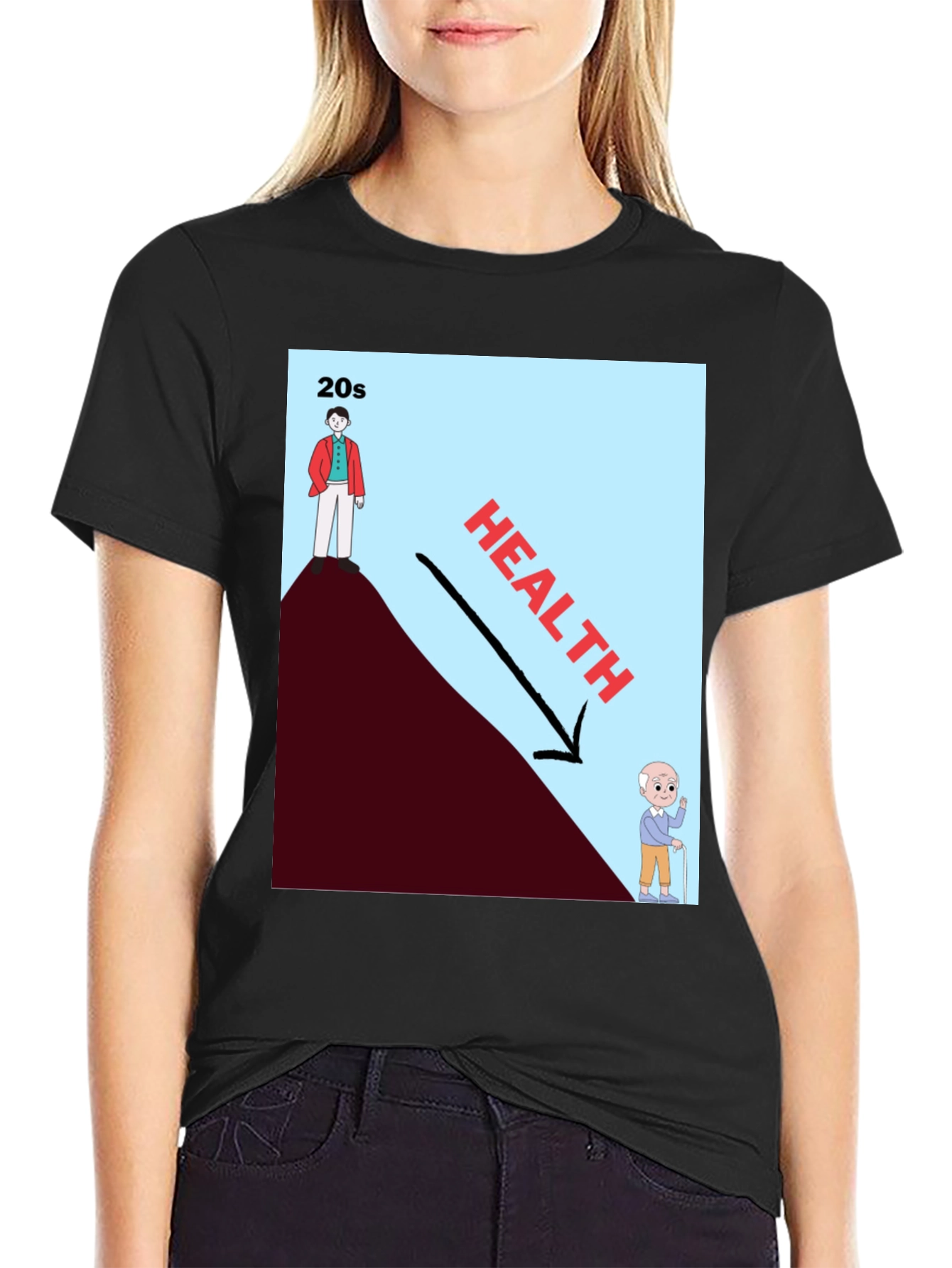 Health Decline Graphic T-Shirt - Dark Humor Tee