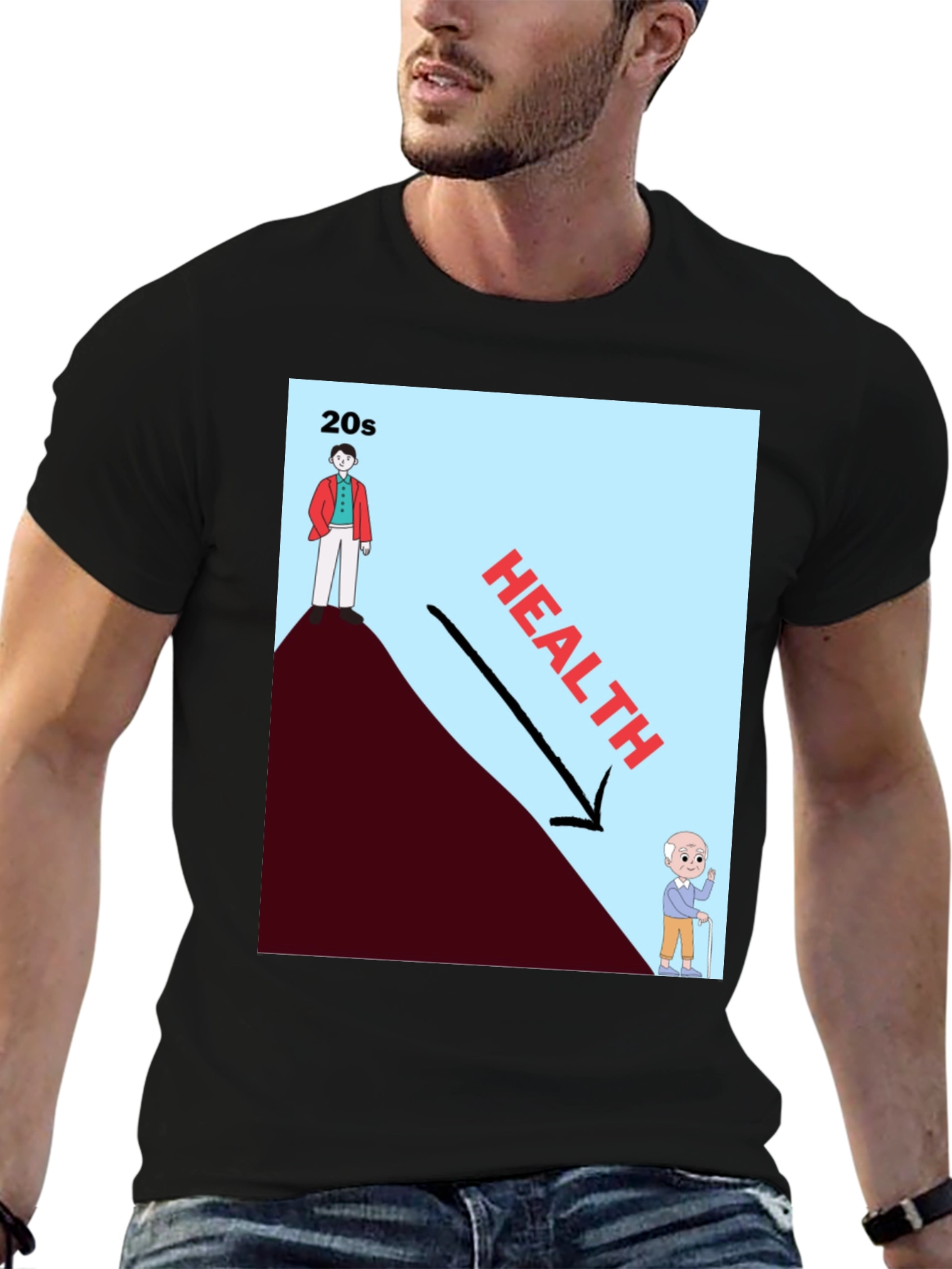 Health Decline Graphic T-Shirt - Dark Humor Tee