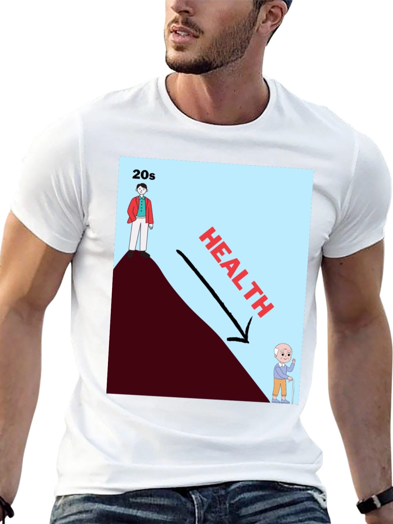 Health Decline Graphic T-Shirt - Dark Humor Tee