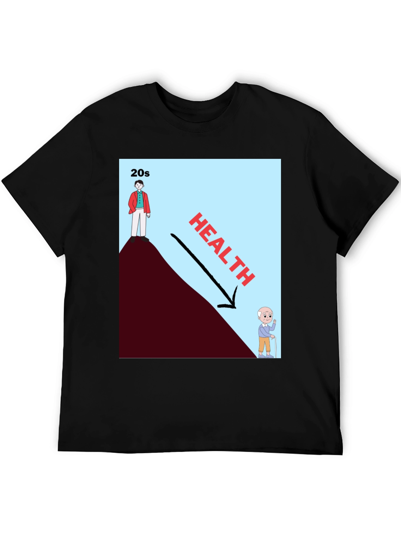 Health Decline Graphic T-Shirt - Dark Humor Tee