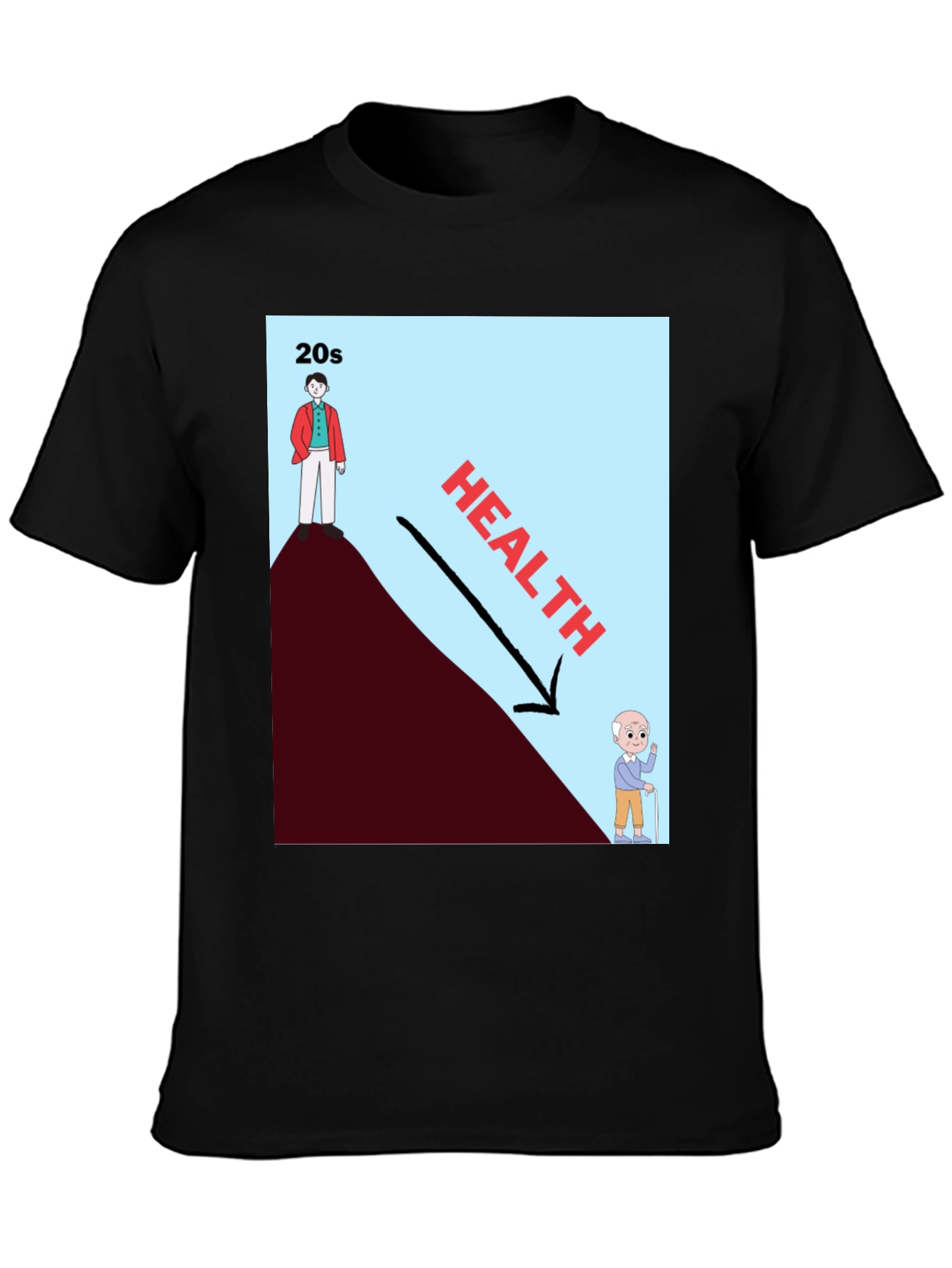 Health Decline Graphic T-Shirt - Dark Humor Tee