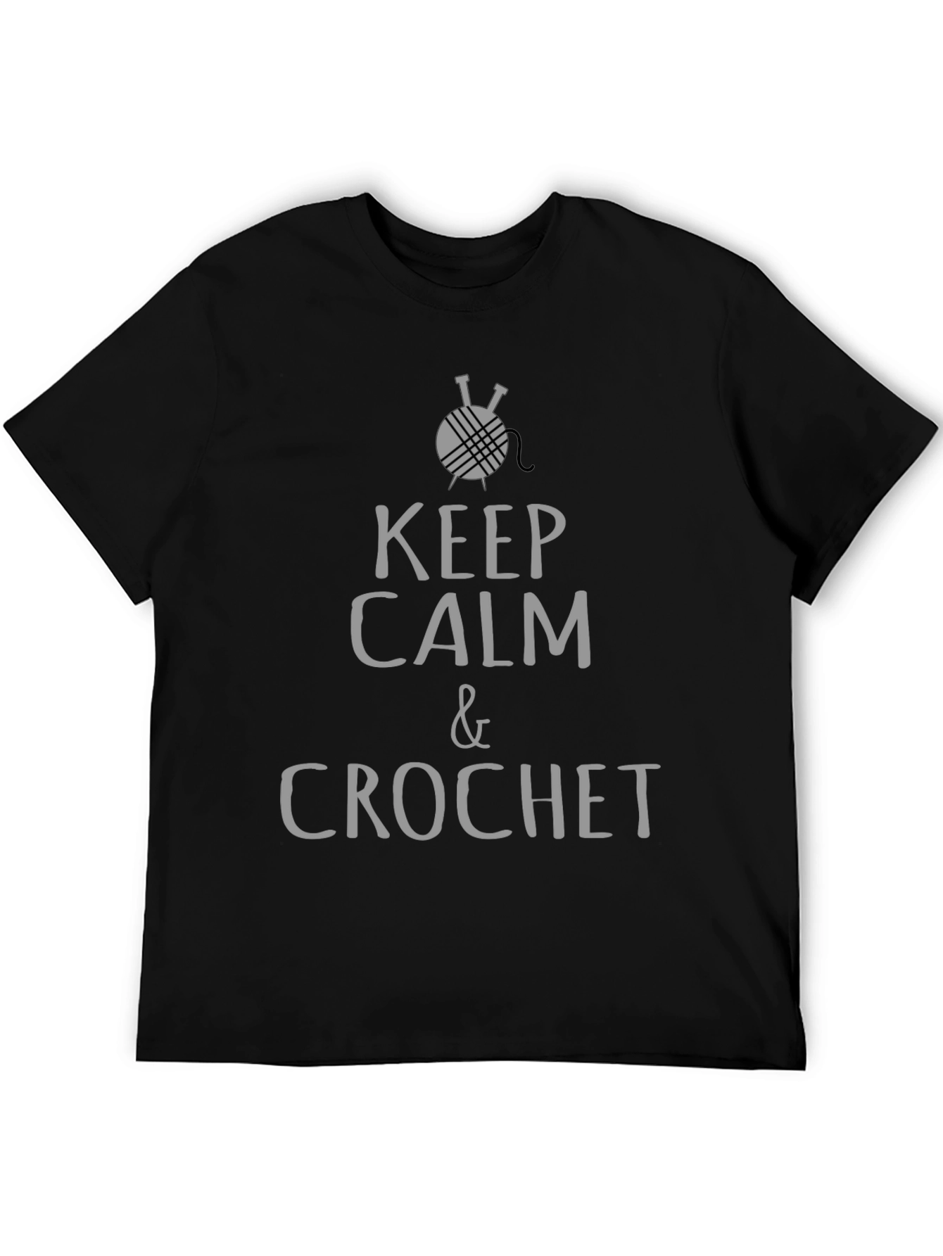Keep Calm & Crochet Graphic T-Shirt - Black