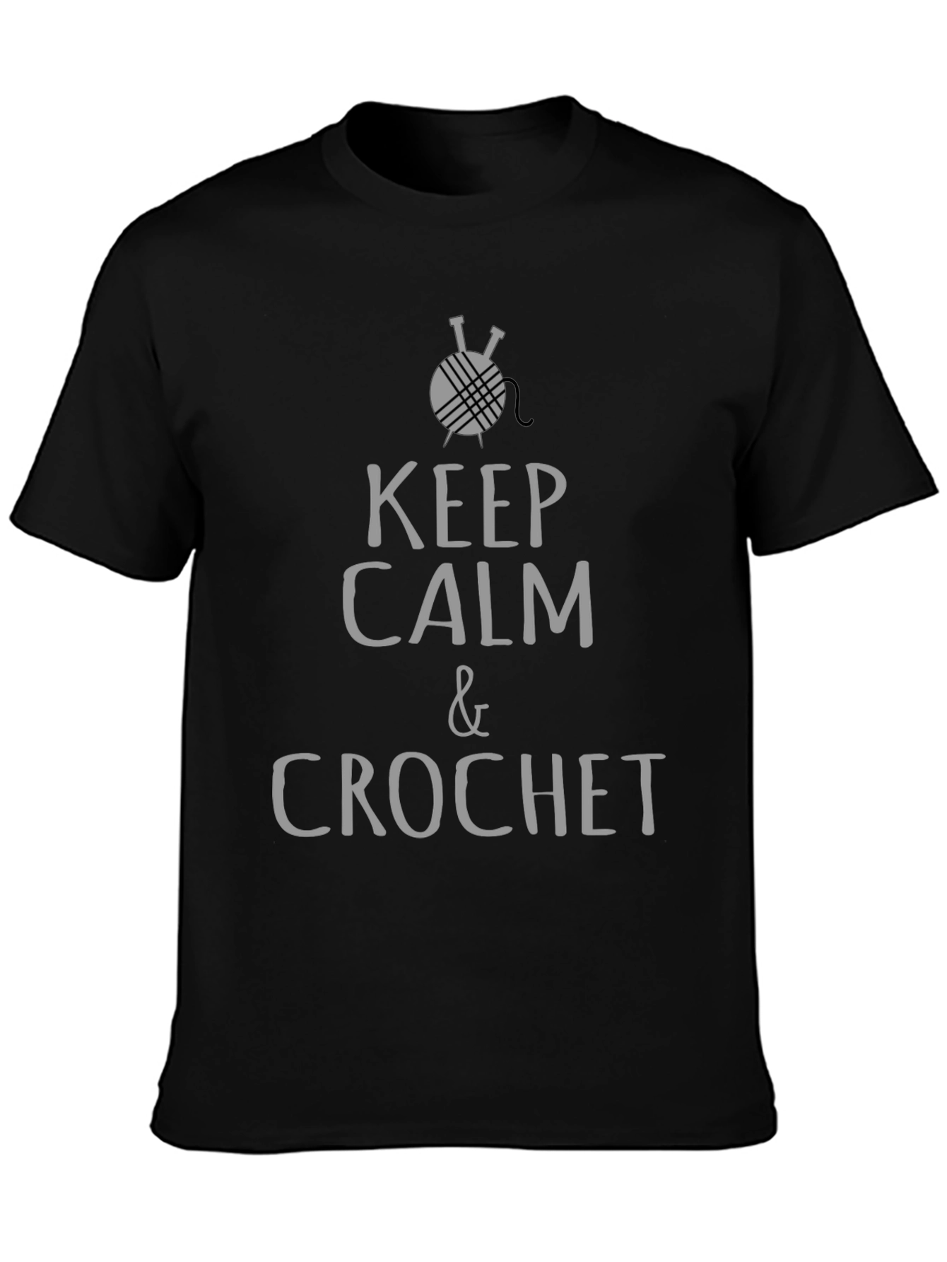 Keep Calm & Crochet Graphic T-Shirt - Black