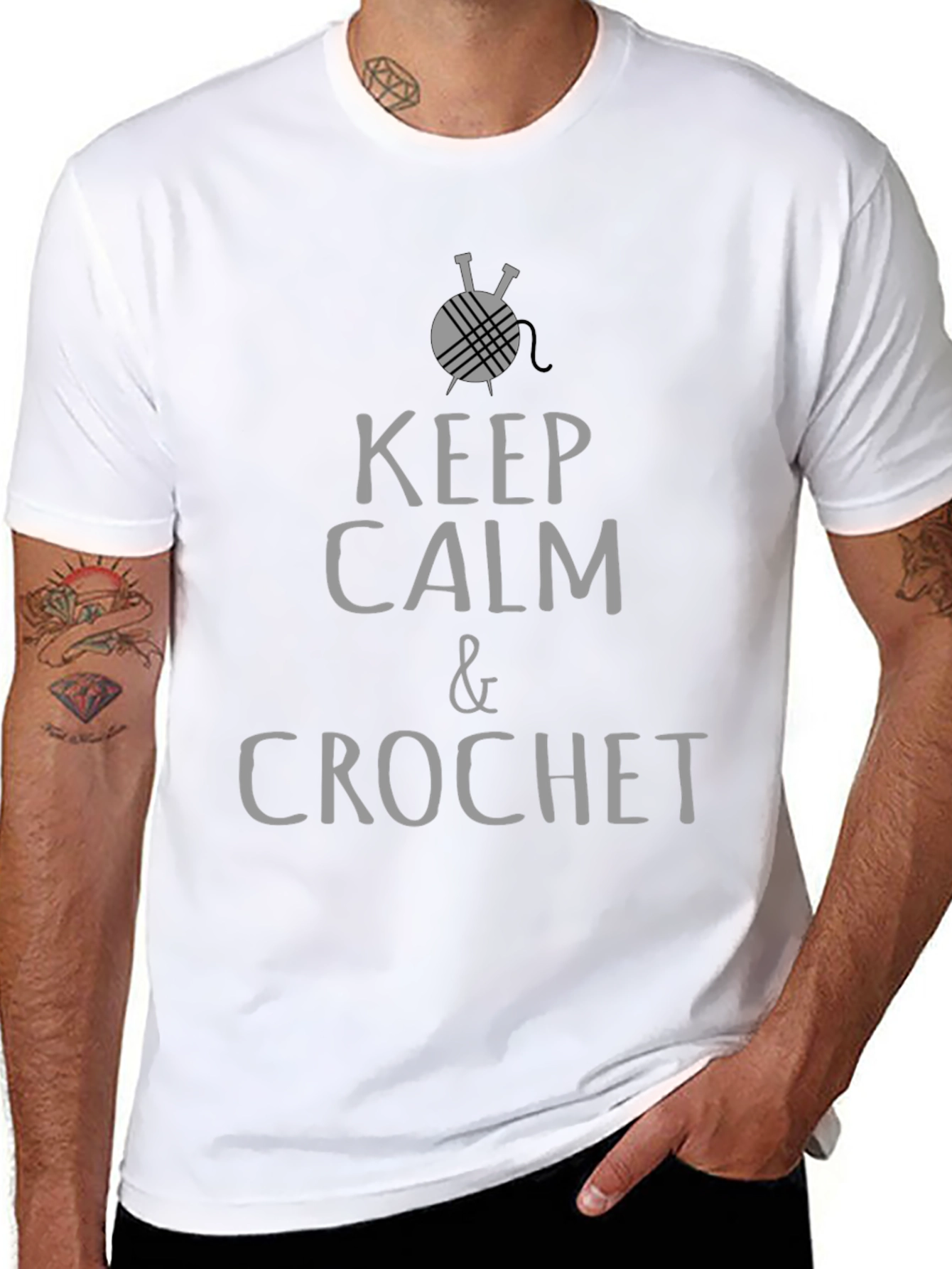 Keep Calm & Crochet Graphic T-Shirt - Black
