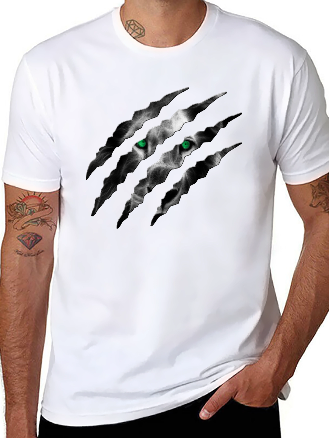 Mens Black Wolf Claw Graphic T-Shirt