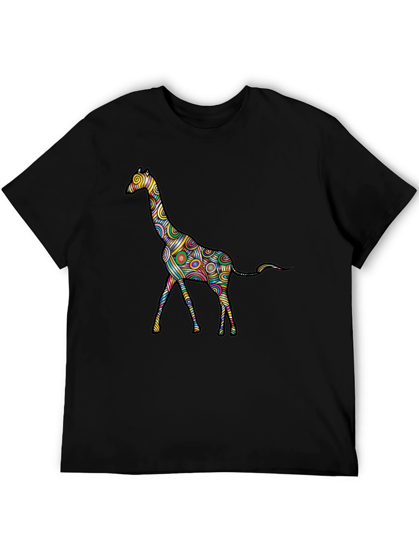 Psychedelic Giraffe Graphic Black T-Shirt